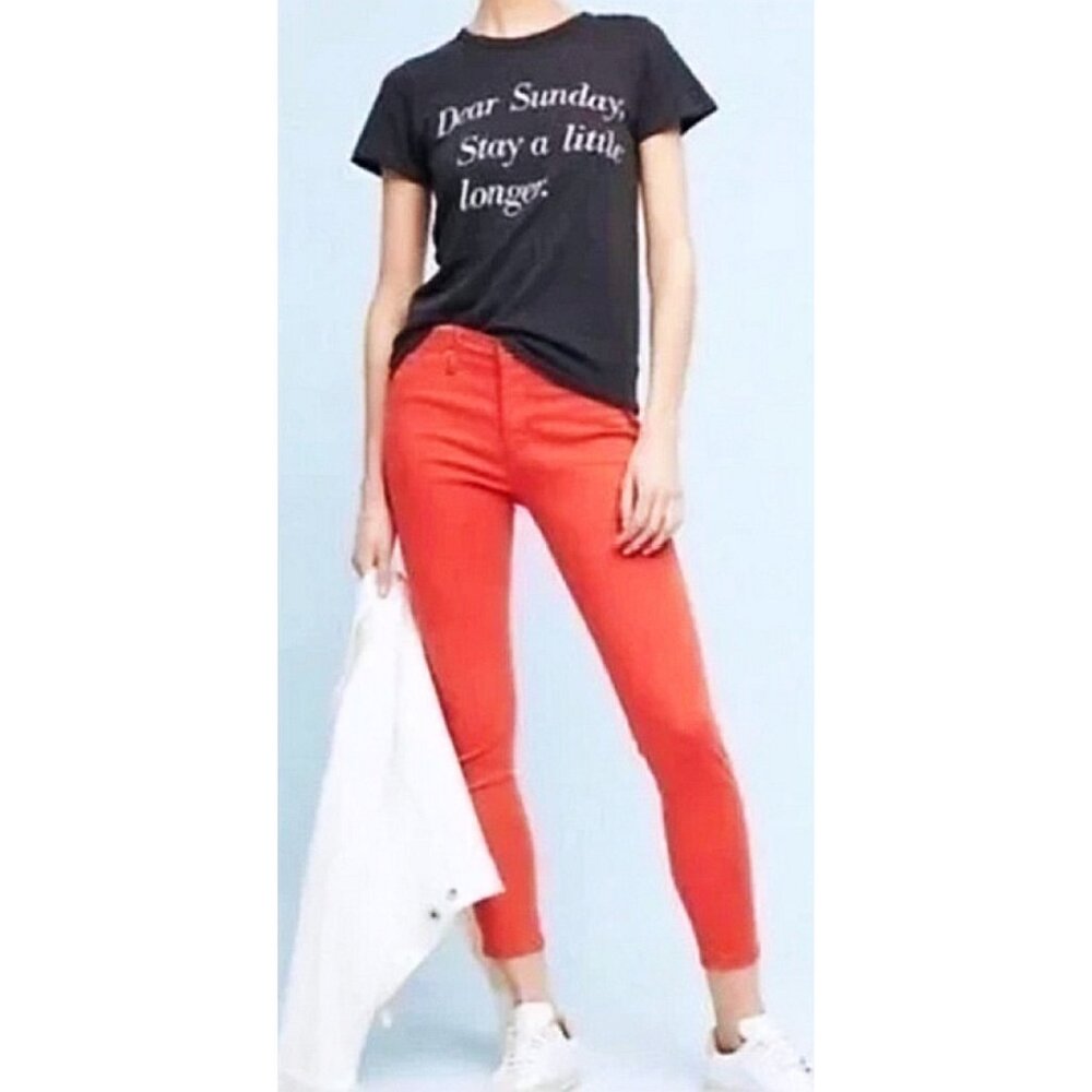 AG Legging Ankle Persimmon Sateen Watermelon Colored Stretchy Slim Skinny Pants